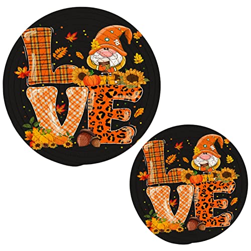 Boccsty Autumn Love and Gnome and Pumpkin Illustration Trivet Mat 2PCS Round Woven Potholders Kitchen Table Countertop Protector Hot Pads Farmhouse Coasters Counter Mats?for Cooking Baking Boccsty Autumn Love and Gnome and Pumpkin Illustration Trivet Mat 2PCS Round Woven Potholders Kitchen Table Countertop Protector Hot Pads Farmhouse Coasters Counter Mats?for Cooking Baking