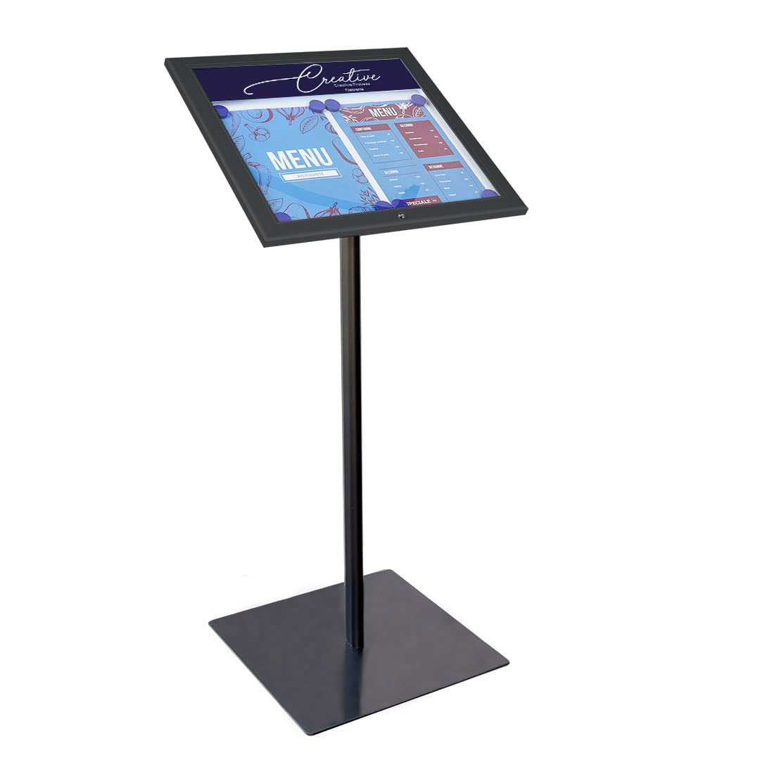 Danieli Store - Expositores de Pie 2xA4 para Exterior. Soporte Para Menu de Aluminio con Llave. Atril para Tiendas y Restaurantes. Porta Menu Exterior con y sin Luz LED Con Panel Personalizable