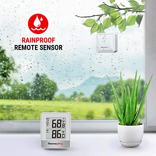 Thermopro Tp49 Digital Hygrometer Indoor Thermometer Humidity Meter Room Thermometer+ Thermopro Indoor Outdoor Thermometer Wireless Tp200B, Thermometer Indoor Outdoor With T #TOP4