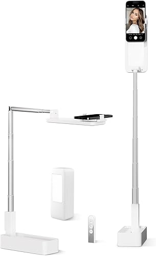 Soporte de teléfono para grabación, soporte de teléfono superior con luz, soporte para selfie, portátil, extensible, rotación de 360, ajustable,