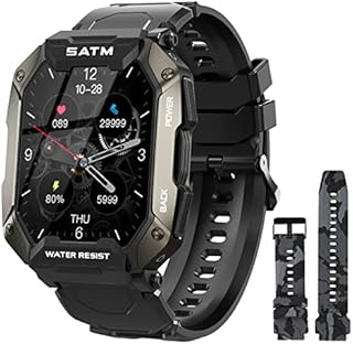 PYRODUM Smartwatch Herren, 1.71" HD Touchscreen Fitness Tracker Uhr, 5ATM Wasserdicht Smart Watch mit Blutdruckmessung Herzfrequenzmessung Schrittzähler, 24 Sportmodi fitnessuhr für ios Android