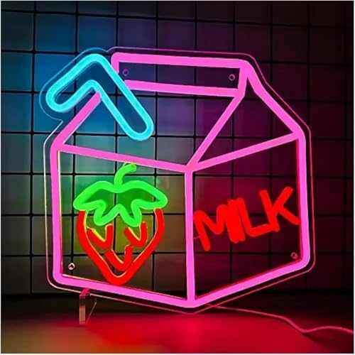 Néon mural Strawberry Milk - Idée cadeau déco veilleuse originale LED