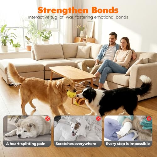 Plush Spiky Ball Dog Toy, 2026 New Interactive Dog Toys, Jumping Squeaky Chew Toy Ball with Soft Durable Fabric for Small Medium Large Dogs Puppy Teething Toys (Yellow)