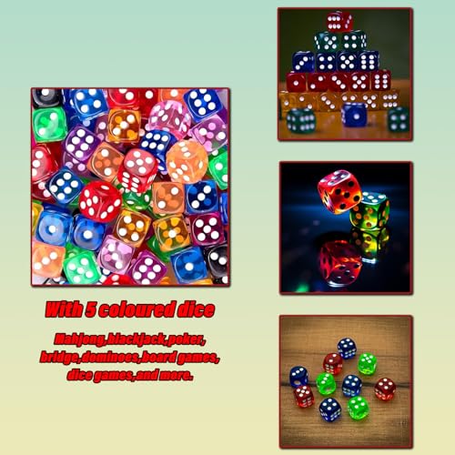 Mahjong Mat Anti Slip Noise con 5 Dados y Bolsa miniatura 3