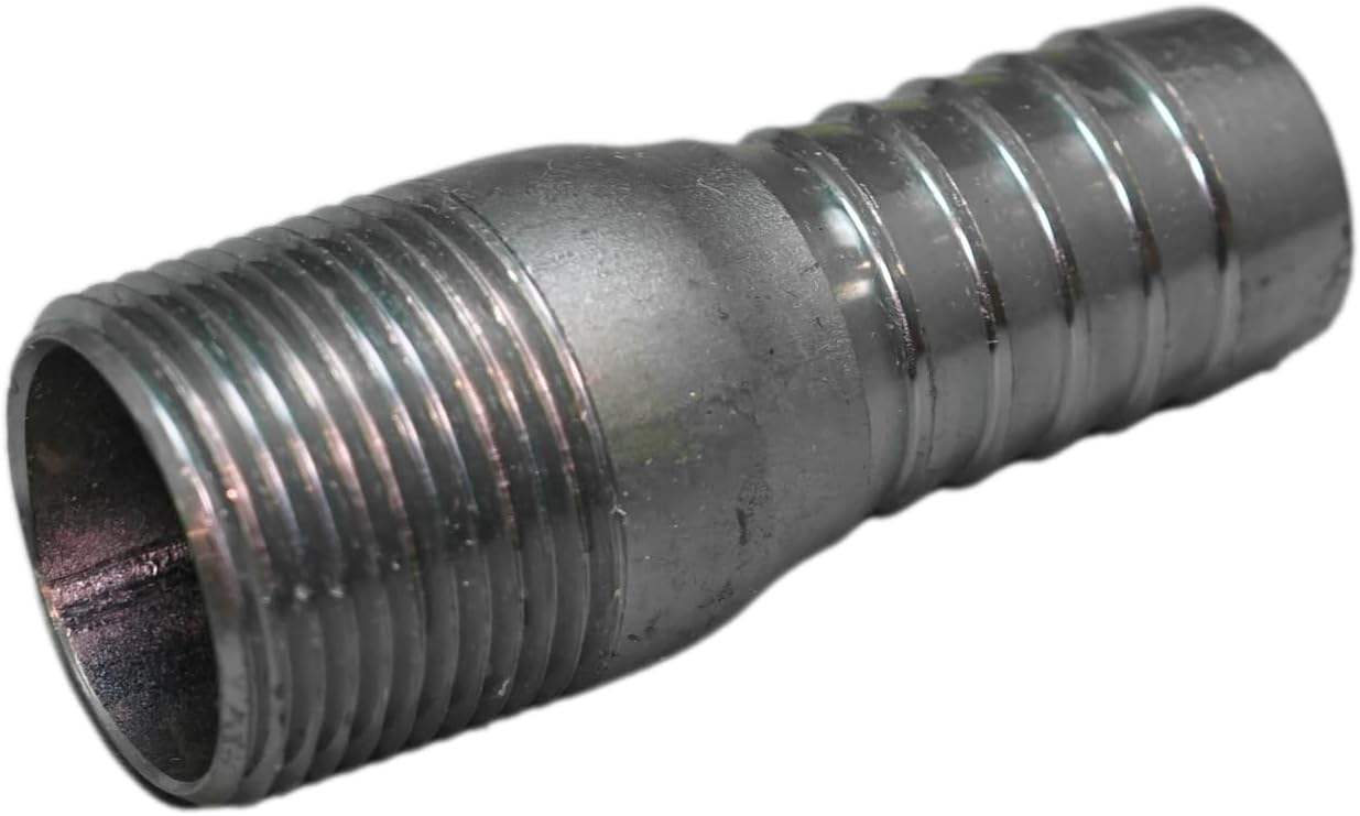 Barbed Hose Fitting: MNPT x Hose Barb, Steel, Threaded Connection (1 inch)