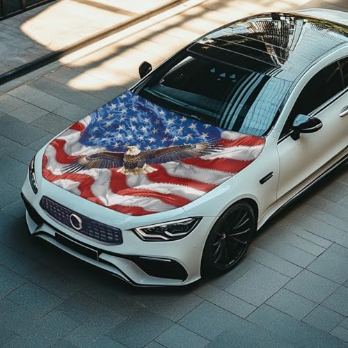 Image of Eagle Print Car Bonnet Hood Cover UV Fade Resistant Waterproof Exterior Covers for Car Decor Accessories All-Season Protection Fit for Cars Trucks SUVs