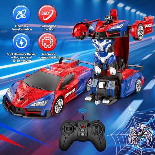 PATEMZON Ferngesteuertes Auto, 2.4GHZ Spider RC Auto, 2 In-1 Transformation Spielzeug, mit Fernbedienung Licht, Weihnachten Geburtstags Geschenke für 3+ Kinder Jungen Mädchen Spielzeug