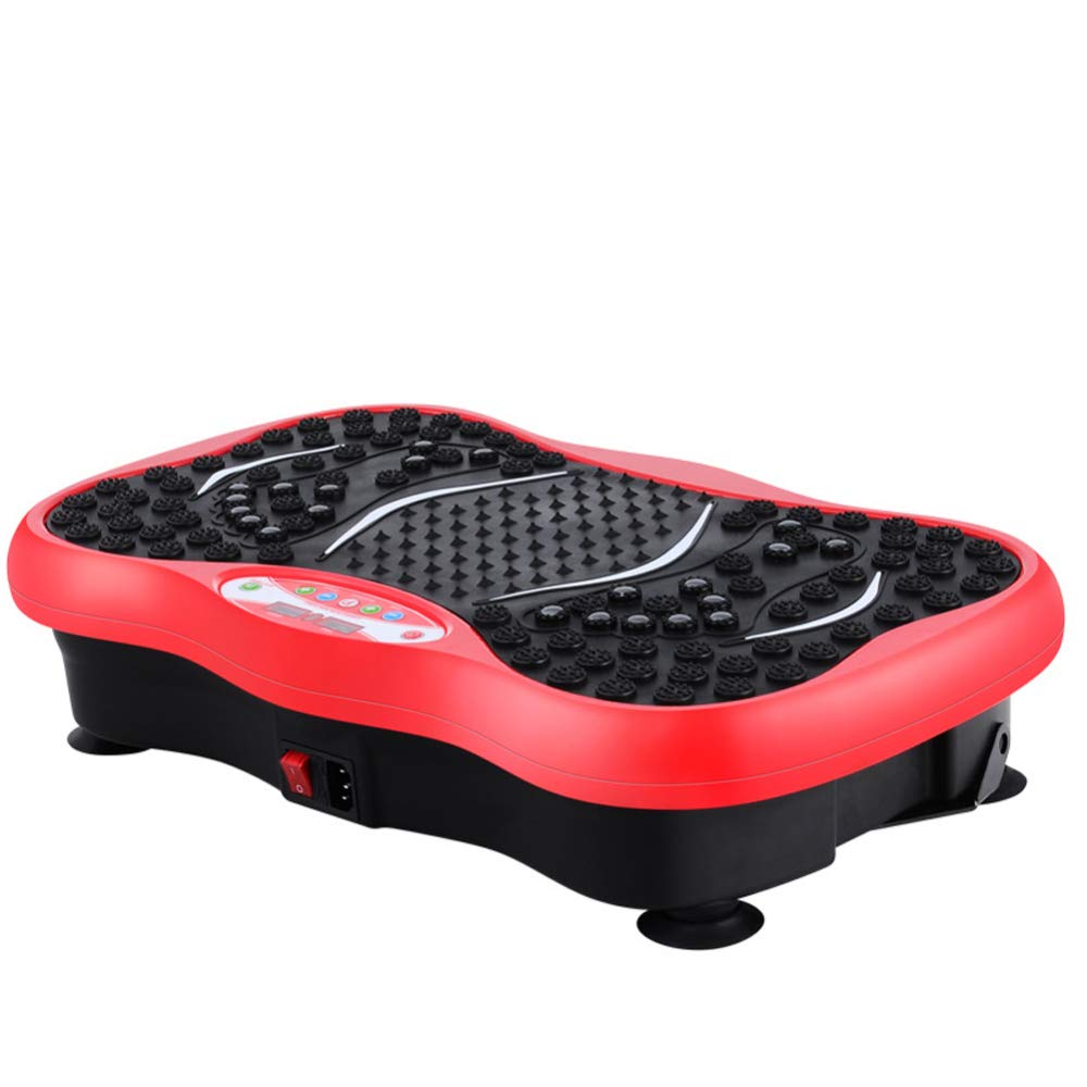 Fitness Pedana Vibrante Ultra Slim | 3 Programmi + 99 Livelli | Bluetooth | Dimensioni Ridotte | Performance Durevole,Red-NoMusic