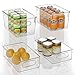 er Set günstig Kaufen-FINEW Set von 4 Stapelbare Kühlschrank Organizer - 2 Große/2 Mittel, Aufbewahrungsbox für Gefriergeräte, Küchenarbeitsplatten und Schränke, Clear Plastic Pantry Lebensmittelaufbewahrung- BPA Frei