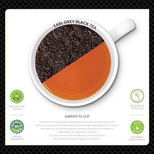 Image of Dabri Earl Grey Black Tea 100 Double Chamber Dip Tea Bags|Premium Black Tea With Pure Natural Bergamot Extract|Refreshing and Hydrating|No Preservatives|Garden to Cup (100 Tea Bags)