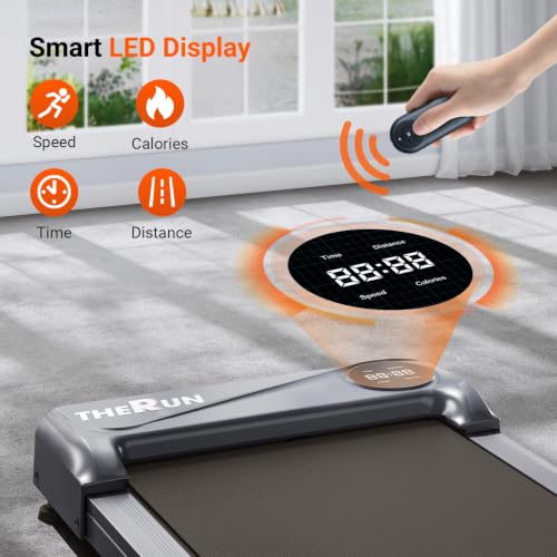 Image of THERUN Walking Pad Treadmill Under Desk, Portable Mini Treadmill for Home /Office, Walking Pad Treadmill 2.5HP, Walking Jogging Machine with 265 lbs Weight Capacity Remote Control LED Display