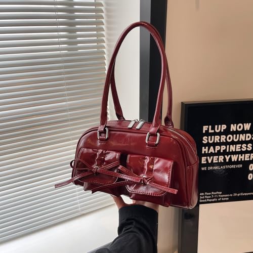 Fozehlad Chic Hobo Bags for Women Retro Tote Handbag Top Handle PU Leather Shoulder Bag for Trendy Y2K3