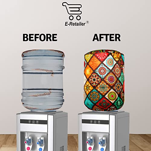 Image of Polyester Water Dispenser Bottle Cover Digital Printed with Elastic Closure & Dustproof Protector for 20 Ltr (Multi, 17x11 Inch)