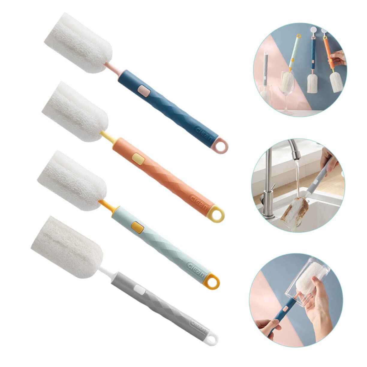 ibasenice 8piezas Escobilla para Biberones De Mango Limpiador Multifuncional para Botellas y Vasos Diseño Desmontable y Ligero para Uso Cocina y Viajes