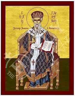 Saint Parthenius Greek Orthodox Icon, Handmade, 15.75x19.68 in (40x50 cm) | ready to hang wall hanging — for prayer corner, home altar or icon shelf — christian gift for baptism, wedding or name day