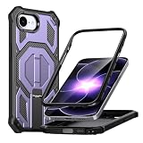 MODFYN Custodia per iPhone 16E,Ultra Sottile Grado Militare Rigida Hard PC Antiurto Antigraffio con Cavalletto Armor Bumper Case per Apple iPhone 16E.Purple