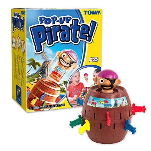 TOMY Pop Up Pirate Classic Children’s Action Board Game, Family and Preschool Kids Game for Children 4, 5, 6, 7, 8 Year Old Boys Girls Adults,Packaging may vary, Wood – Choc Brown
