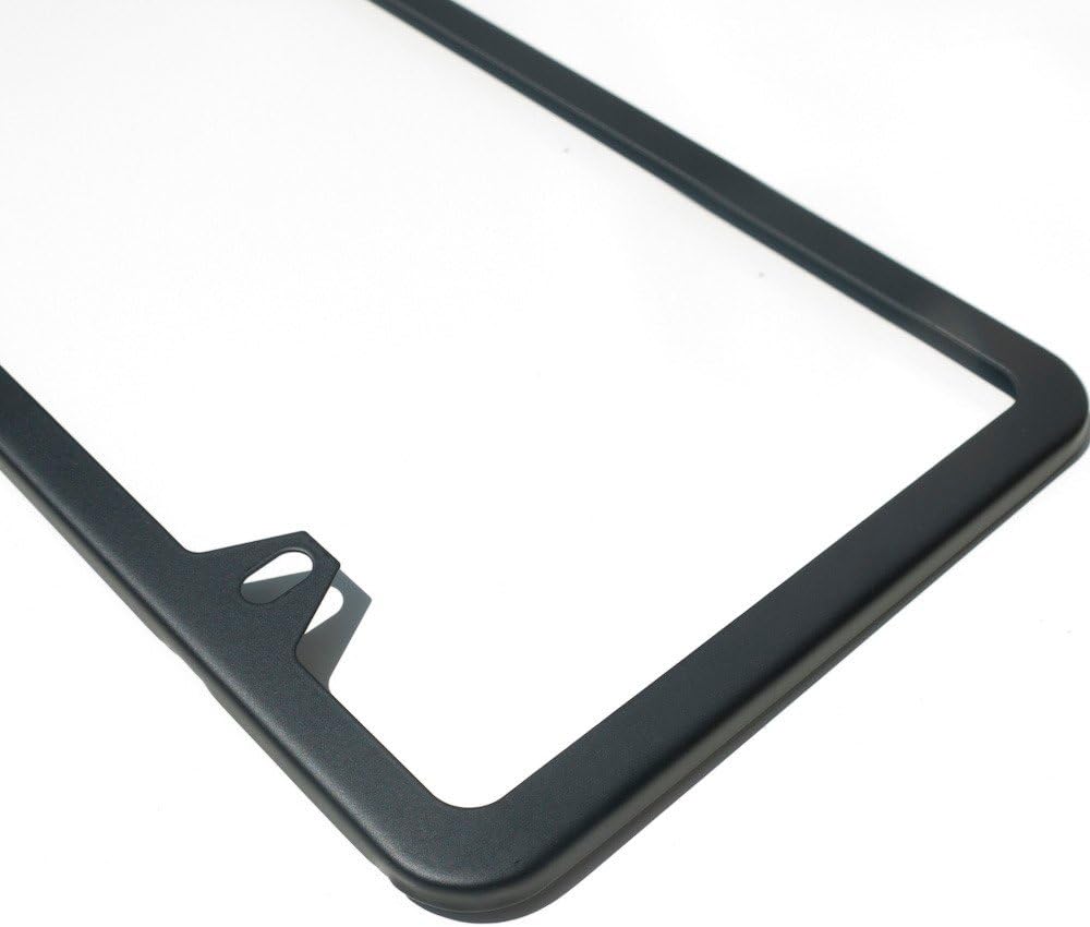 Set of 2 License Plate Frames Holders Matte Black Finished Powder Coated Slim Style 2 Screw Holes …