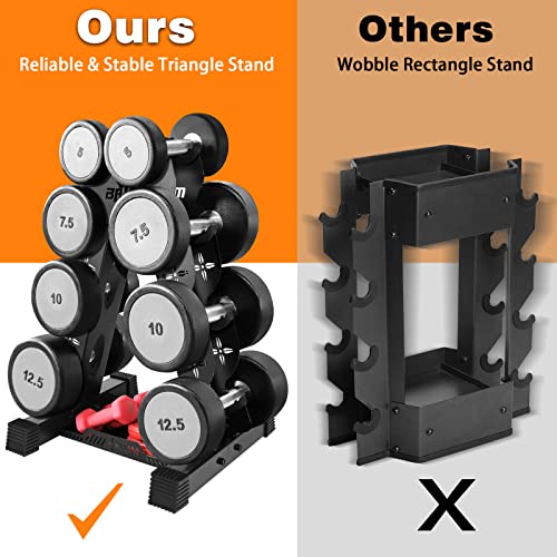 BRTGYM Dumbbells Rack Weight Stand (Rack Only), 13GA Steel Constructed, Max Support 470lbs, 4- Tier Compact Design 16.3"L x 15.6"W x 24.5"H - Image 4