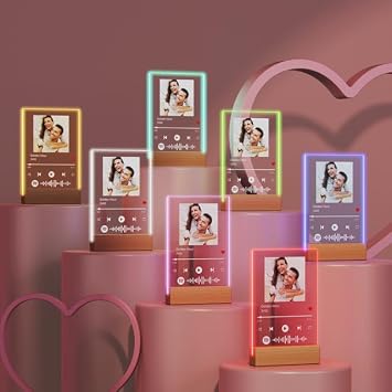 Custom Spotify Plaque, Personalized Spotify Glass Plaque Song Spotify Picture Frame with Light, Custom Music plaque with Picture Customized Gifts for Her Him, Valentines, Birthday, Christmas