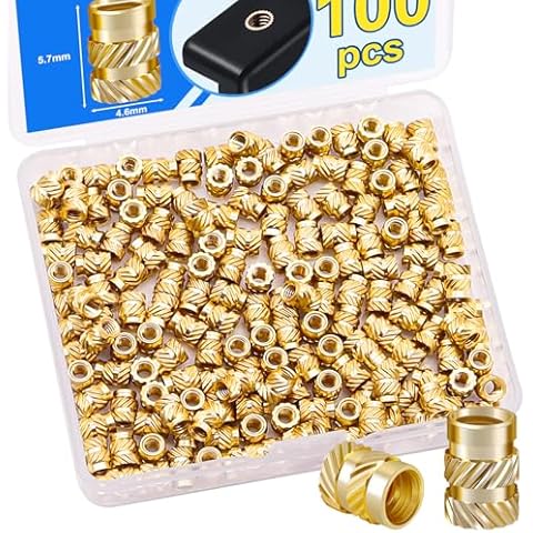 Bemaka 420PCS Black M3 Hex Socket Head Cap Screws + 100PCS M3 Threaded Inserts for Plastic, M3x5.7x4.6mm Brass Metric Knurled Nuts, M3 Heat Set Insert for 3D Printing Components Cover
