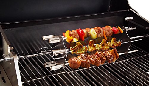 BBQNovation Edelstahl Rotisserie Spieß Set – Spieß-Rondell anex Gyros Scheiben für alle Drehspieße bis Ø14 mm – Inklusive 6 kurzen Spießen (30 cm) und 6 langen Spießen (41 cm)