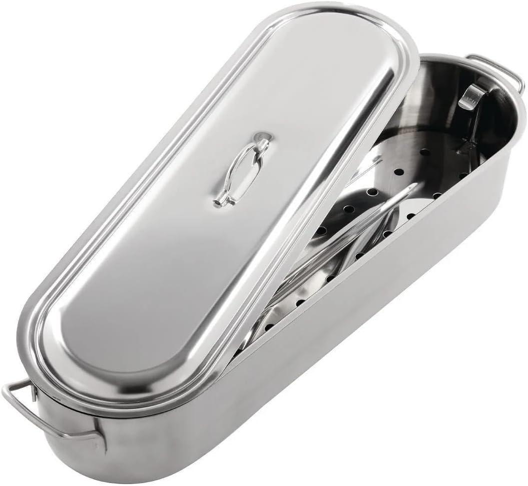 Induction-Safe Stainless Steel Fish Kettle, 45.5 x 15.5 x 1 cm (18" x 6" x 4")