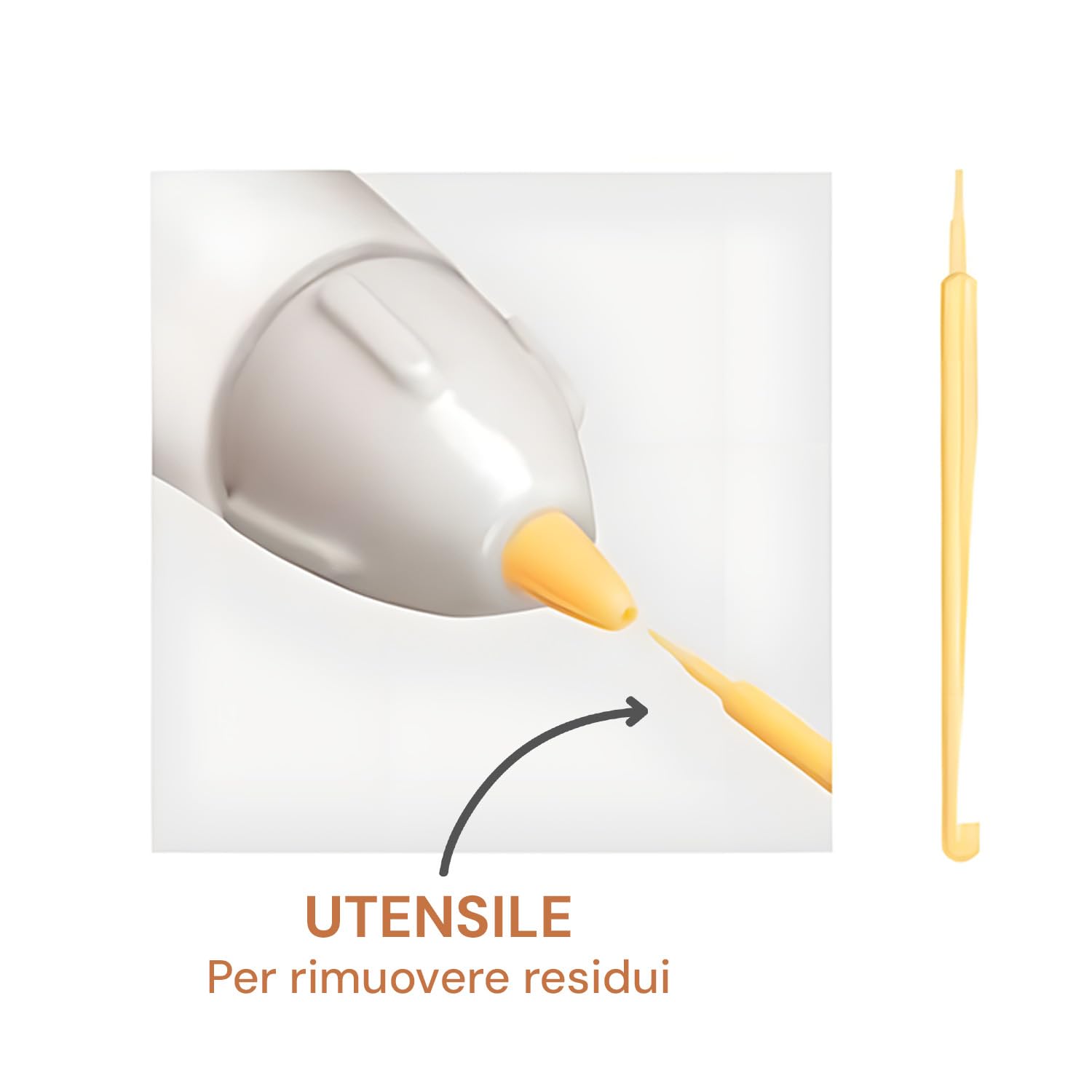 AVILIA Penna Decora Dolci con 5 Beccucci Intercambiabili - Imbuto in Silicone e Plastica, 15 cm - Sicura, Resistente e Facile da Usare - Ideale per Dolci e Salati - Incluso Utensile per Pulizia