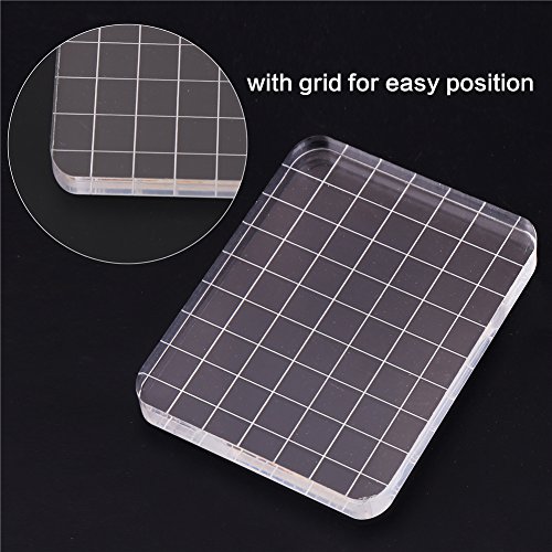 Ccinee Clear Stamp Block Transparent Acrylic Block With Grid And Grip For Stamping Scrapbooking Craft Making #TOP2