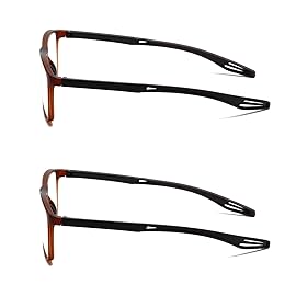 JOON-joon Reading Glasses Men 2 Pairs Sports Style Comfortable and Flexible Blue Light Blocking Readers for Men+1.75(Brown)