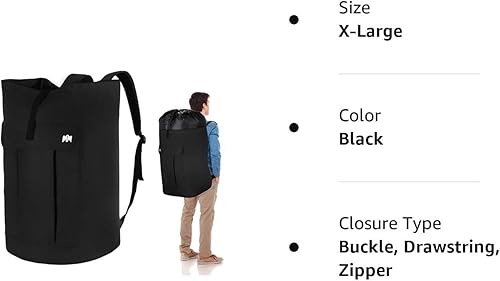 Miniatura 9 de Bolsa de lavandería extra grande, bolsa de lavandería resistente con correas y cinturón para estudiantes universitarios, mochila de lavandería