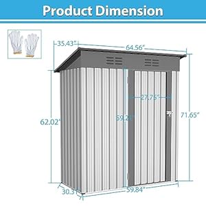 5×3 FT Metal Storage Shed Outdoor Storage Shed with Single Door Lockable Steel Utility Shed with 2 Air Vents for Tools and Equipment Waterproof and UV Resistant for Garden and Backyard