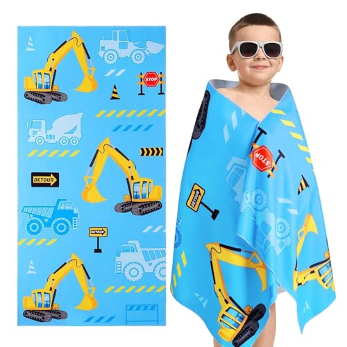 WERNNSAI LKW Strandtuch für Kinder, 76 X 150 cm Sandfrei Handtücher Für Junge, Kinder Schnell Trocknend Badetuch,Ultra Saugfähig Superweich Stranddecke Pool Reisen Schwimmen Handtücher