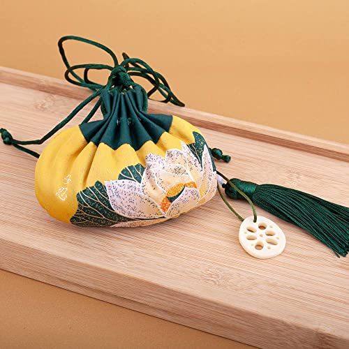 4 Bolsitas Chinas Tradicionales Bordadas Amarillas miniatura 3