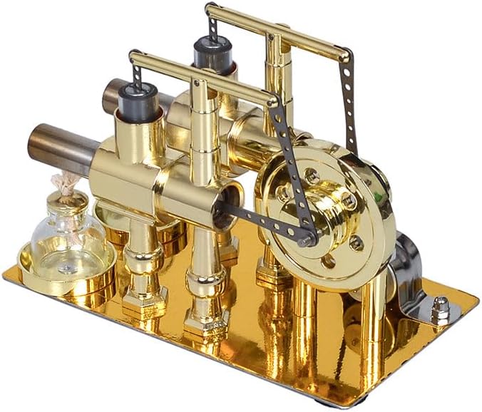 Stirling Twin-Cylinder Engine Generator - DIY Steam Engine Model for Physics Experiments