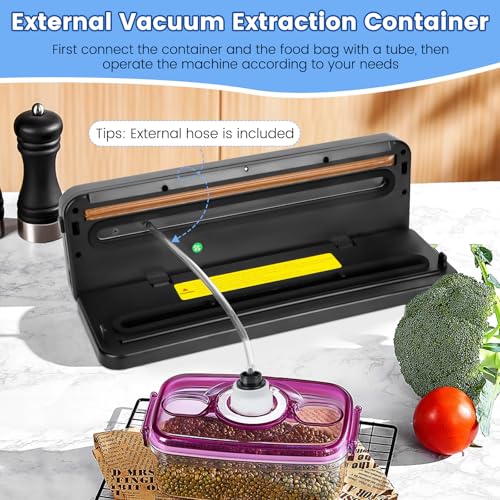 7 in 1 Vacuum Sealer Machine, 65 Kpa 30mm Longer Seal Food Sealer with 50Pcs Vacuum Sealer Bags for Vac/Seal/Rice/Wet Dry Mode, Built-in Cutter and Visible LED Digital Countdown Display - Image 6