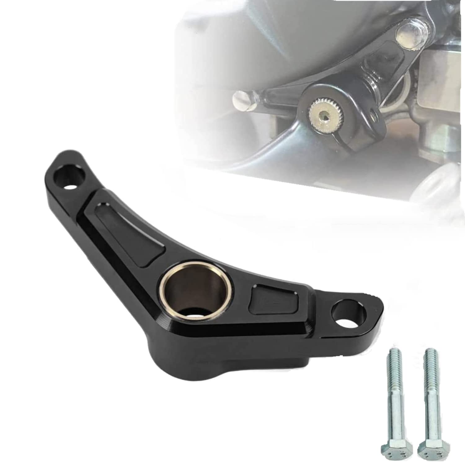 Canitu Black Shift Shaft Brace,Anodize CNC Billet Aluminum Shifter Support Holder Sprocket Cover Carrier with 2 Bolts Support Bracket for Honda CRF110 2013-2023