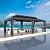 VEIKOU 14'x24' Hardtop Gazebo, Gazebo with Netting and Curtain, Vertical Stripes Galvanized Roof, Metal Gazebo with Aluminum Frame for Patio, Garden, Lawn
