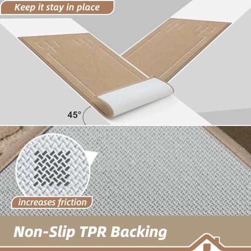 Image of BEQHAUSE Door Mat 32 inch x 48 inch, Non-Slip Door Mats Indoor Washable, Beige