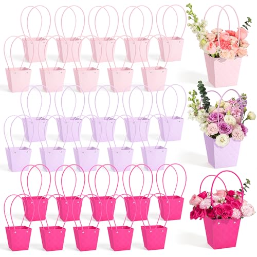 Bolsas de papel de flores para recuerdos de fiesta y bautizos con asa tchrules