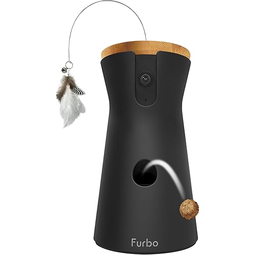 Furbo 360° Cat Camera: Pet Security Cam w/Meowing Alerts, Rotating View, Treat Toss w/Phone App, Smart Home Indoor Kitty Monitoring, 2-Way Speaker (Standard Features - No Subscription Required)