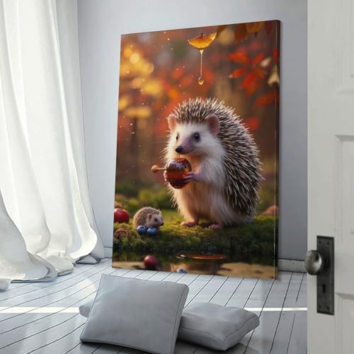 Tableau impression sur toile hérisson murale déco 50x75