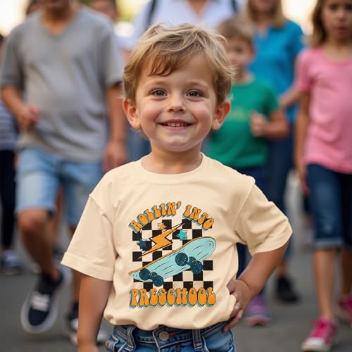 Rollin into Preschool Shirt for Baby Boys Skateboard Tshirt Kids Back to School Outfit First Day of School Tee Tops3