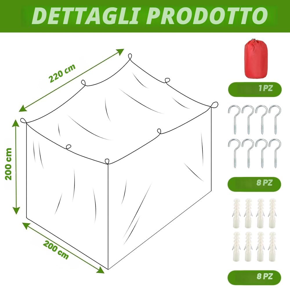 Zanzariera da Letto 200 x 220 x 200 cm, Zanzariera per Letto Matrimoniale, Zanzariera Letto Matrimoniale Quadrata, Maglia fine e durevole, Adatta per Casa e Campeggio.
