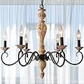 Cawabien French Country Chandelier-Farmhouse Chandeliers for Dining Room 6 Lights Fixture Rust Imitation Wood Finish for Living Room, Bedroom, Kitchen, Stairway, Bathroom (Dia 23.3”)