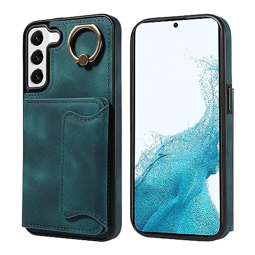 Étui portefeuille en cuir pour Samsung Galaxy S22 5G vert béquille antichoc intégrée