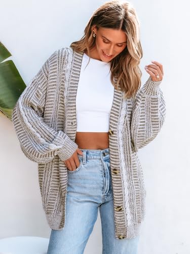 CUPSHE Women's Oversized Cardigan Sweater Open Front 2025 Fall Long Sleeve Chunky Knit Button Loose Outwear with Pockets4