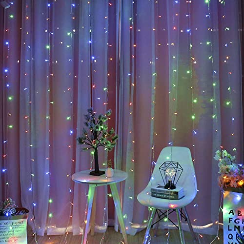 Maggift 304 Led Curtain String Lights, 9.8 X 9.8 Ft, Christmas Window Fairy Rgb Color Changing Light 8 Modes & Remote, Backdrop For Indoor Outdoor Bedroom Wedding Decoration, Warm White & Multicolor #TOP5