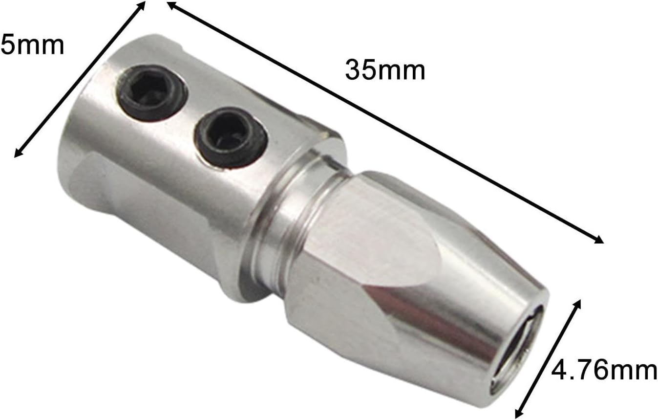 kowaku Motor Shaft Chuck, RC Boat Joint Shaft Coupler Spare Parts, DIY Multipurpose Replacement, Metal Shaft Coupling for RC Ship, 5mmx4.76mm Forward