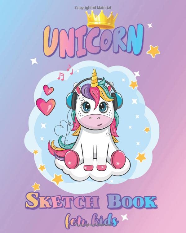 Unicorn Sketch Book For Kids|: Cute Unicorn Sketch Book for Kids with 100 Blank Pages for Drawing, Doodling or Sketching